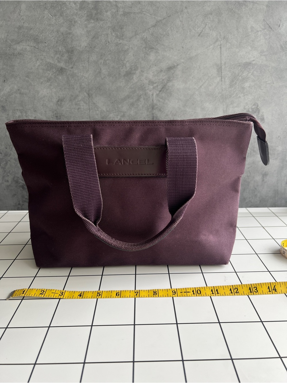 LANCEL Plum Canvas Tote Bag